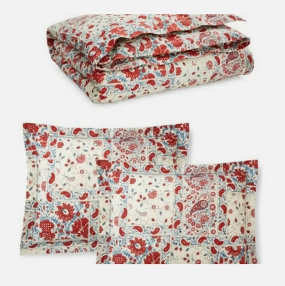 Ralph Lauren Kelsey Full Queen duvet set and Euro shams 5 piece MSRP $500 - Picture 10 of 11